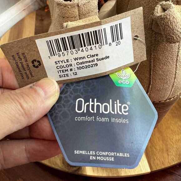 Toms Womens Clare Wedge Ortholite Foam Insole Boot Sz 12 in Oatmeal Suede - Picture 5 of 15